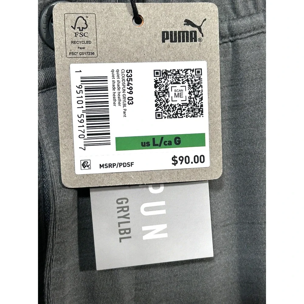 PUMA Men's CLOUDSPUN Golf Pants Size L (32X30) Gray UPF 50+‎ Lightweight Stretch